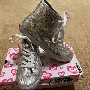 GOTTA FLURT Silver Sequin High Top Sneakers